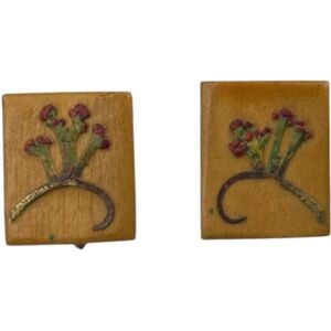 Handcrafted Wooden Earrings with Floral Design